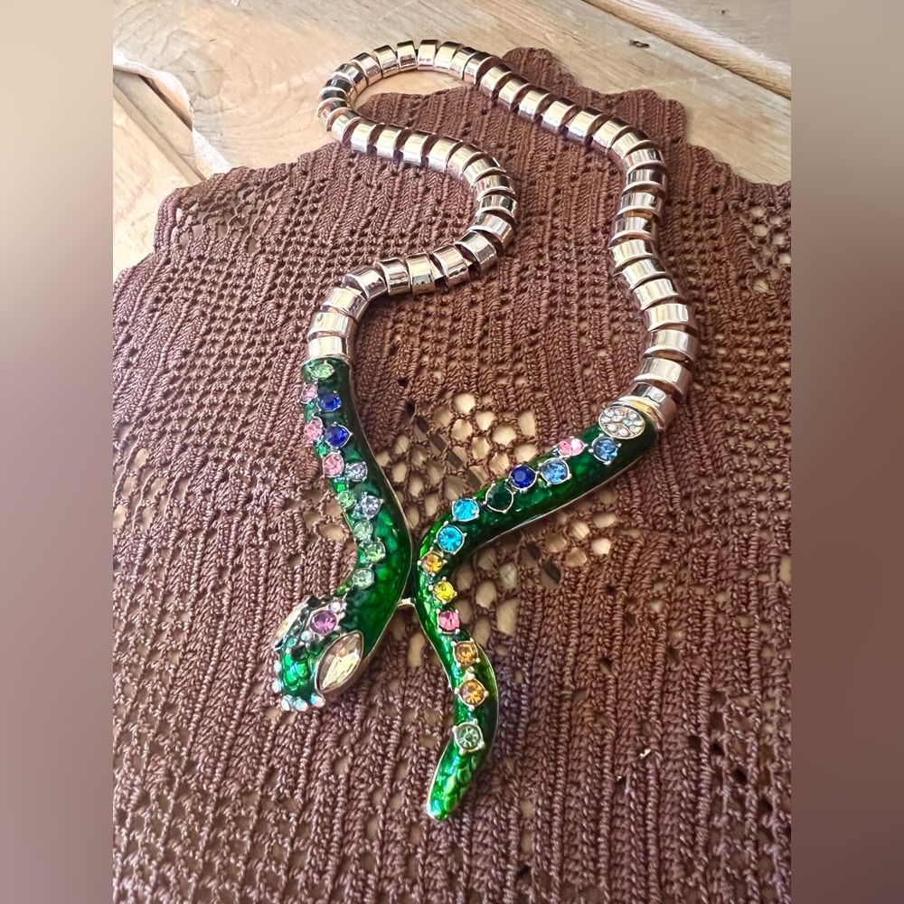New! Year of the Snake Enamel Beaded Statement Necklace Chocker